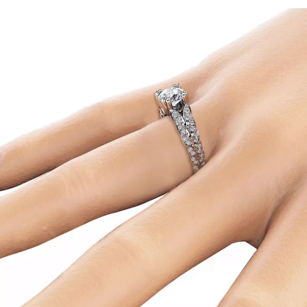 Elegant women 925 silver Ring White Sapphire - Picture 3 of 4